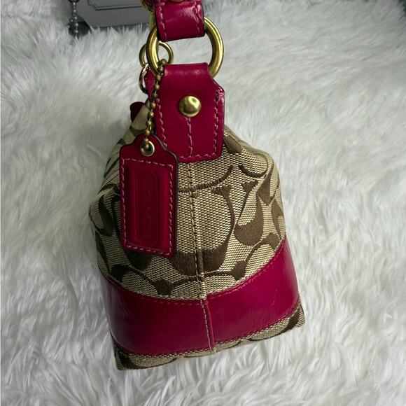 y2k COACH Legacy Stripe Signature Canvas  Mini Purse Shoulder Bag Wristlet - Picture 3 of 9